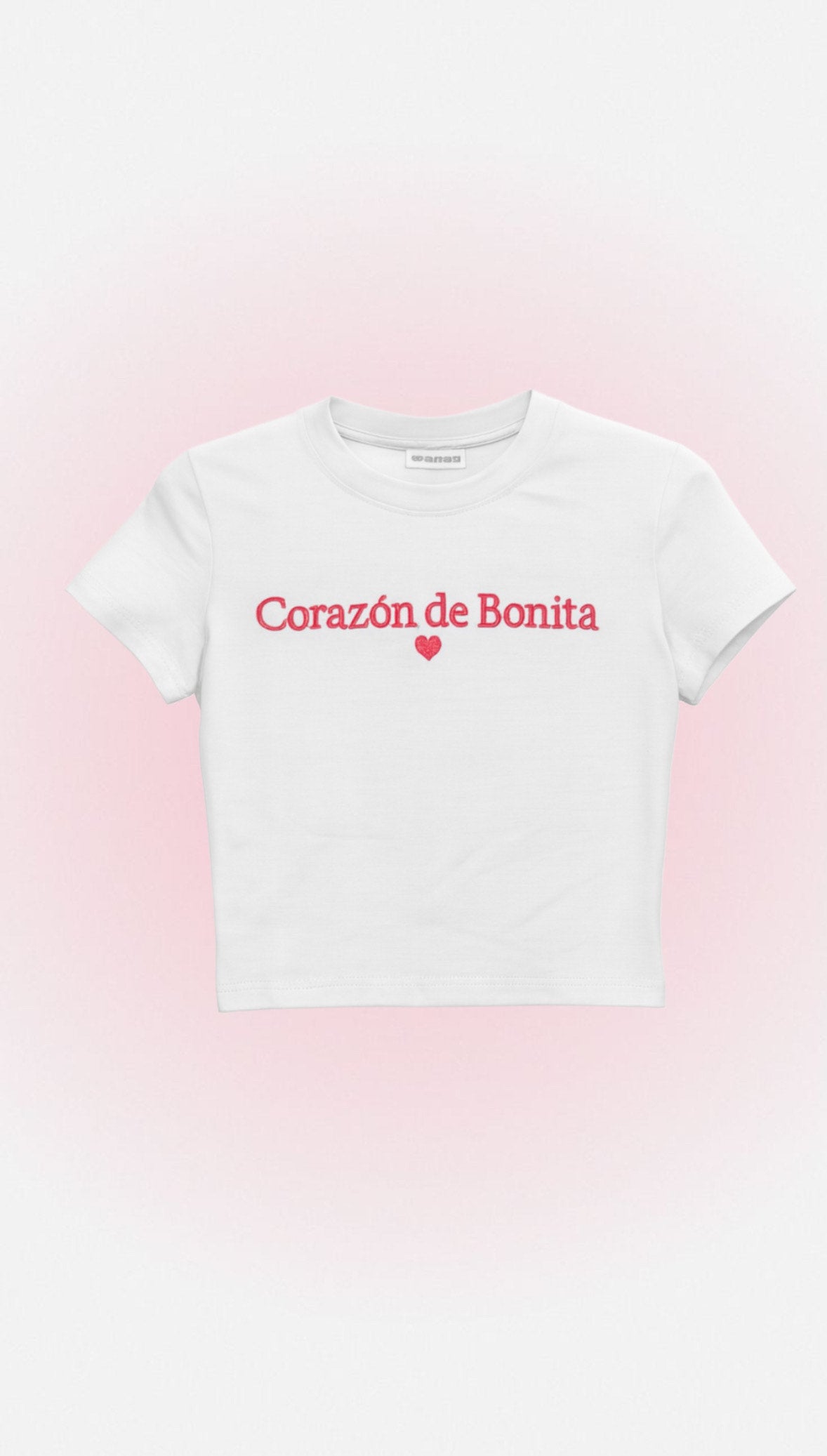"Corazón De Bonita" Embroidered Baby Tee -Corazón Puro-