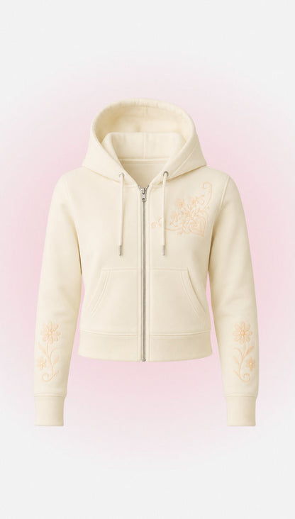 "Dulce de Algodon" Cropped Zip Up