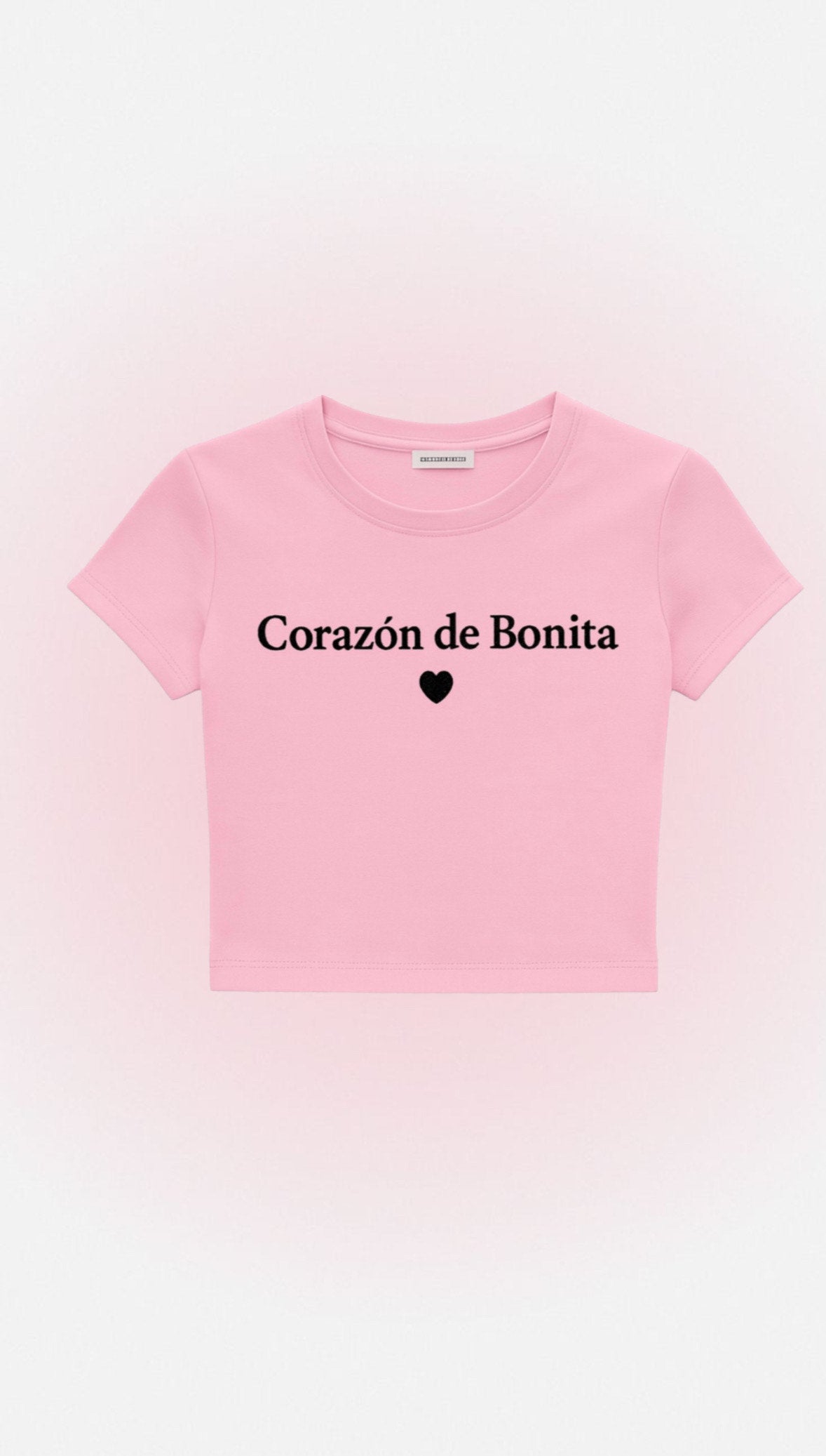 "Corazón De Bonita" Embroidered Baby Tee -Corazón Fresa-